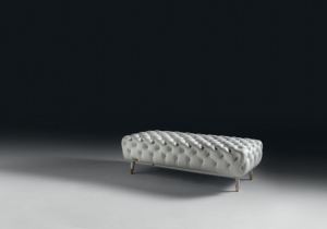 furniture: SAVOI BENCH PIER LUIGI FRIGHETTO   BENCH WITH STRUCTURE IN FIR AND POPLAR WOOD. PADDING IN HIGH-RESILIENCE POLYURETHANE FOAM IN DIFFERENT DENSITIES. TUFTED UPHOLSTERY, NON REMOVABLE COVER. FEET UPHOLSTERED WITH METAL GLIDES IN POLISHED GOLD FINISHING.     | ARCHONTIKIS - BLACKTIE