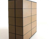 furniture: HIGH BOX, SIDEBOARD IN EICHE EBONY, VERKLEIDET MIT KERNLEDER, GRÖSSE 110 X 55 X H137 CM, PREIS 7500 €, AKTIONSPREIS 3750 € | FASEM
