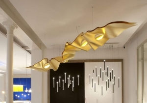 lighting: GOLDEN RIBBON CUSTOM MADE SCULPTURE LIGHT