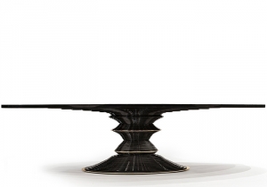 furniture: MILLE  DIMENSION APPROX. 118" L X 43"W X 30"H BLACK LACQUER WITH POLISHED BRONZE DETAILS | HUDSON FURNITURE NEW YORK - ARCHONTIKIS