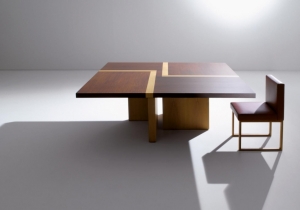 furniture: BD 07 IS A TABLE WITH WOODEN STRUCTURE AND TOP WITH WOOD INLAY. THIS TABLE CAN BE MADE IN SPECIAL DIMENSIONS AND IT IS AVAILABLE IN ALL WOOD OF THE COLLECTION AND IN THE SQUARE, RECTANGULAR AND ROUND VERSIONS. | ARCHONTIKIS - LAURA MERONI