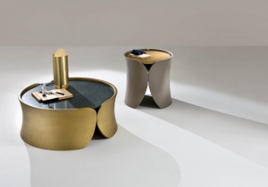 furniture: HUGS IS A SET OF ROUND LOW TABLES CHARACTERIZED BY SOFT LINES AND A BASE THAT ENVELOPS THE ROUND TOP. AVAILABLE IN TWO DIFFERENT DIMENSIONS, HUGS LOW TABLES CAN BE FINISHED IN ALL RAL COLOUR | ARCHONTIKIS - LAURA MERONI